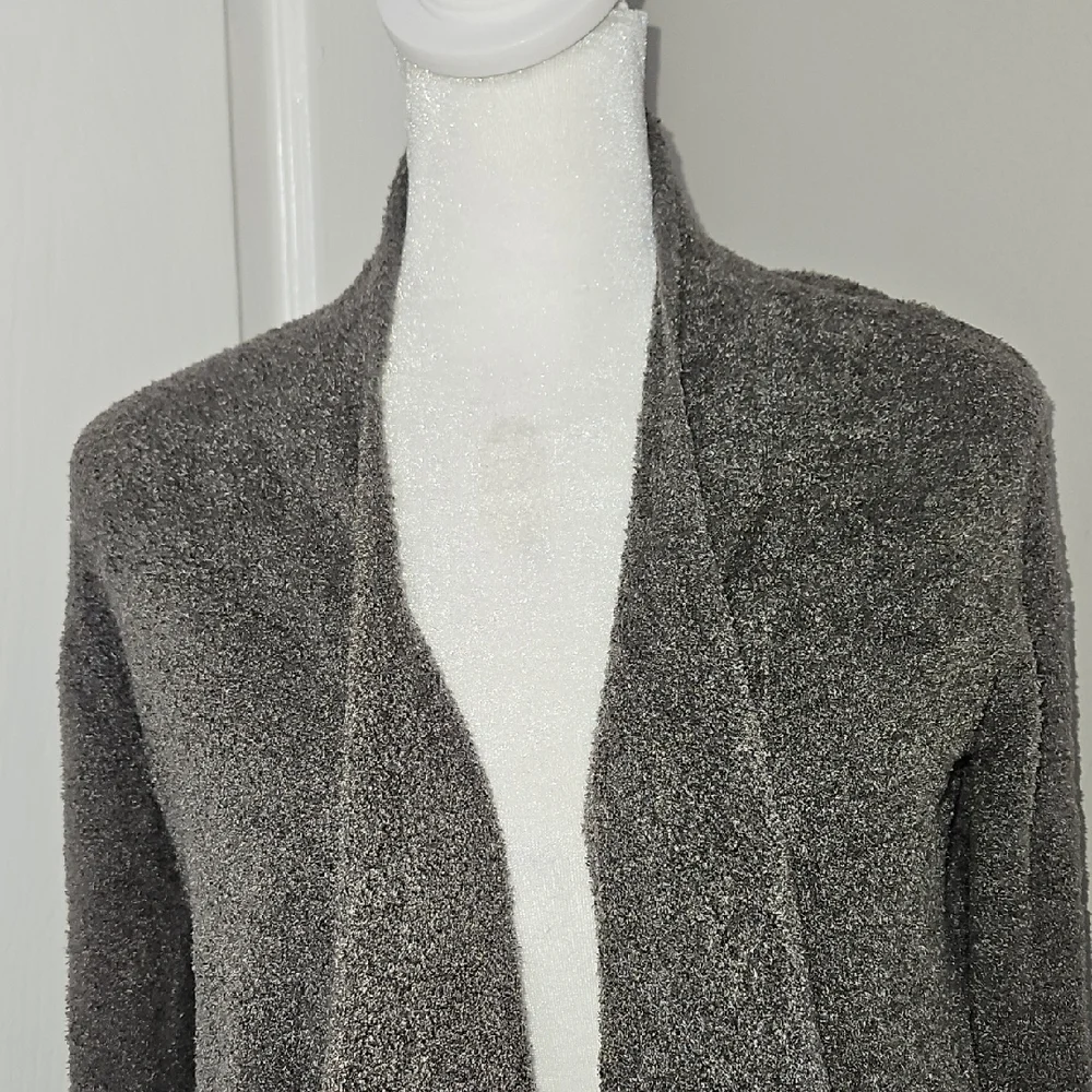 Barefoot Dreams Bamboo Chic Lite Women's Gray Open Front Cardigan S/M